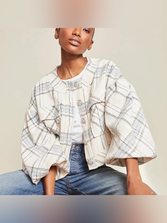 Veronica Beard Jackets & Blazers - Veronica Beard Nikolai Oversized Jacket Plaid Puff Sleeve Size 8